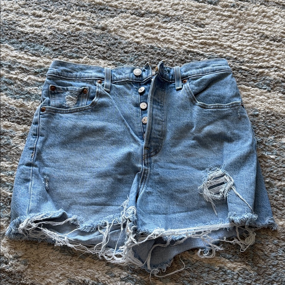 Levi Ribcage Shorts- Distressed Denim Shorts